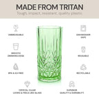 BELLAFORTE Shatterproof Tritan Tall Tumbler, Set of 4, 18oz - Myrtle Beach Drinking Glasses - Unbreakable Plastic Drinking Glasses for Gifting, Parties, New Year - BPA Free - Dishwasher Safe - Green