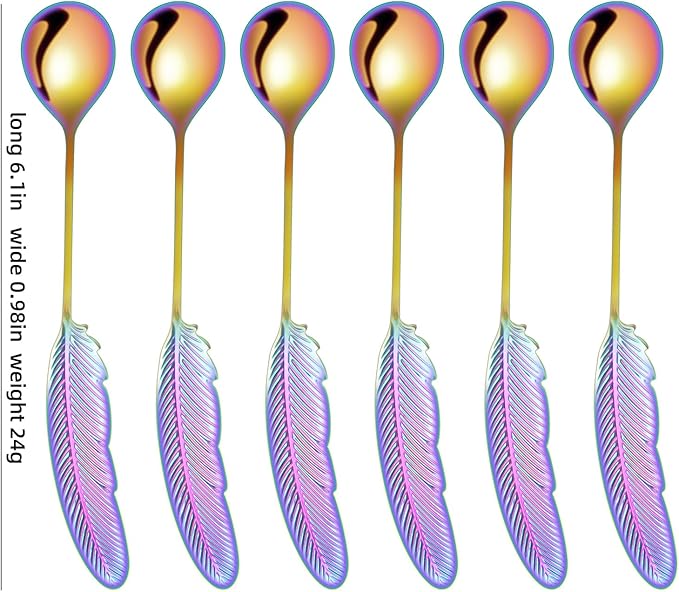 Creative spoons in multiple colors. They can be used to stir flower tea, coffee, and desserts. They're also great for decoration, collection, or as gifts. (rainbow color)