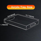 Acrylic Organizer Tray with Handles - Bed Table, Lucite Organizer for Bench, Coffee Table, Countertop, Kitchen, Bathroom, Living Room, Powder Room
