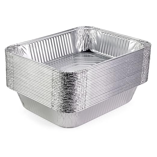 IDL Packaging Half-Size Aluminum Steam Table Pans - Deep, 13" x 11" x 3" (Pack of 25) - Disposable Foil Pan for Grilling, Roasting, BBQ, Cooking, Baking, Freezing