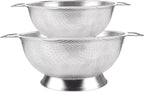 Colander Stainless Steel Set(5-Quart and 3-Quart), Kitchen Strainer for Pasta, Fruits Vegetables, Dishwasher Safe