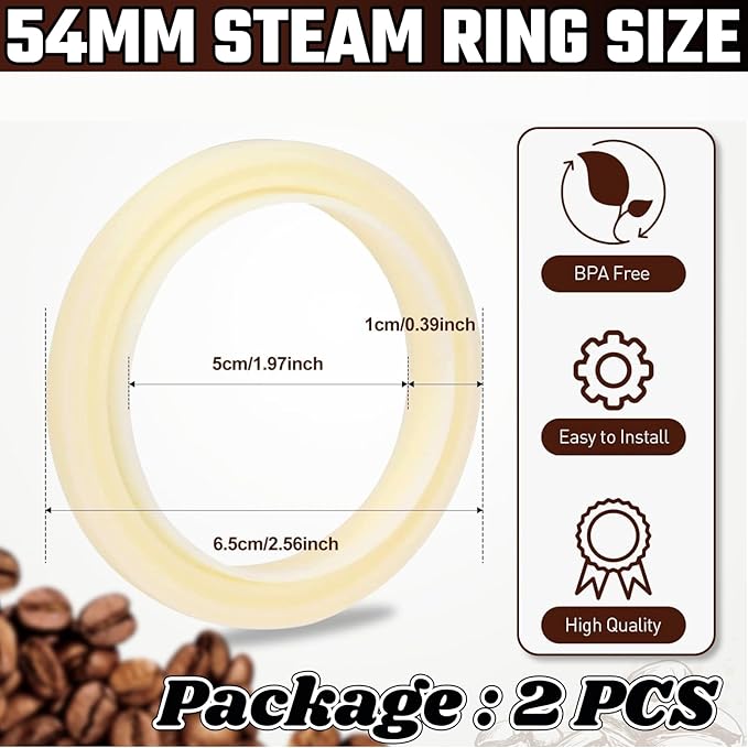 54mm Silicone Steam Ring 2Pcs，Replacement Gasket for Breville Espresso Machine Parts 878/870/860/840/810/500/450/Sage 500/870/875/880/810/878 Replacement Parts, No BPA Grouphead Gasket