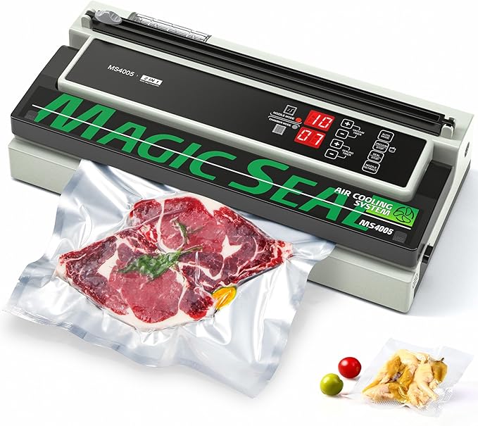 MAGIC SEAL 16'' Commercial Vacuum Sealer Machine, Meat Sealer Vacuum Packing Machine with Double Pump and Auto Cooling System, Sealing and Vacuum Time Control, Compatible with Mylar Bags