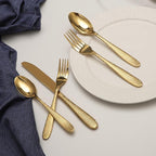 Gold Hammered Silverware Set, 40 Piece Stainless Steel Heavy Duty Flatware Set for 8, Food-Grade Tableware Cutlery Set for Home Restaurant, Mirror Polished, Dishwasher Safe