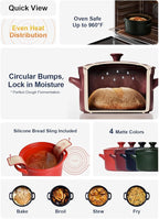 LE TAUCI 3 qt Ceramic Dutch Oven for Bread Baking with Silicone Sling- Lightweight, Non-Toxic, No Seasoning Needed- Oven, Microwave & Dishwasher Safe, Ideal for Home Bakers & Beginners, Midnight Blue