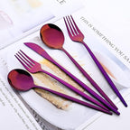Purple 36-Pieces Silverware Flatware Mirror Polished Dinnerware, 18/0 Stainless Steel Cutlery Set For Home Kitchen Party Hotel Restaurant Wedding Service for 6