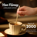 Coffee Stirrers Disposable Wooden Coffee Stir Sticks - Round-End Birchwood 7 Inches Large Wooden Stir Sticks - Pack of 2000 Wood Stir Sticks