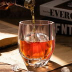 KAMMAK Geometric Faceted Whiskey Glass Modern Crystal Tumbler with Thick Stable Base 7.78 oz Lead-Free Elegant Barware for Scotch, Bourbon, Cocktail, Wine - Ideal Gift & Modern Home Drinkware