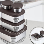 Flexibento - Leak proof Stainless Steel Lunch Box | Lunch Containers| Bento Box | 25 OZ, 2 * 12OZ, 2 * 1.5 OZ set |Snack Containers |Metal Lunch Box |SIlicone Lids|Meal Prep - Mocha Brown