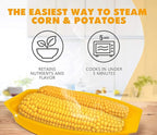 Sweet Corn Microwave Cooker/Corn Steamer with Vented Lid - Yellow - BPA Free -Easy & Fast Way To Steam Corn In The Microwave - 2 Pieces At A Time.