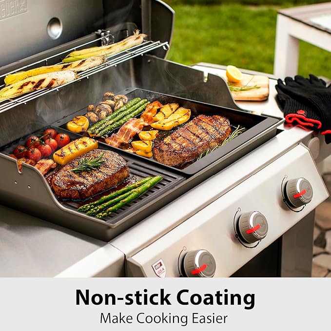 Utheer Ceramic Grill Griddle Insert for Geneis II Grills, Griddle Insert for Weber 7599, Fits Weber Genesis II 300/600 & Genesis 300 (2025+), Nonstick Griddle, Easy Clean, Rust-Resistant