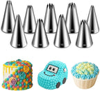 Suuker Open Star Piping Tips Set,9 Pieces French Star Tube Set Frosting Nozzle Kit,Stainless Steel Star Pastry Tips for Cupcakes Cakes Cookies Decorating (Small Size)