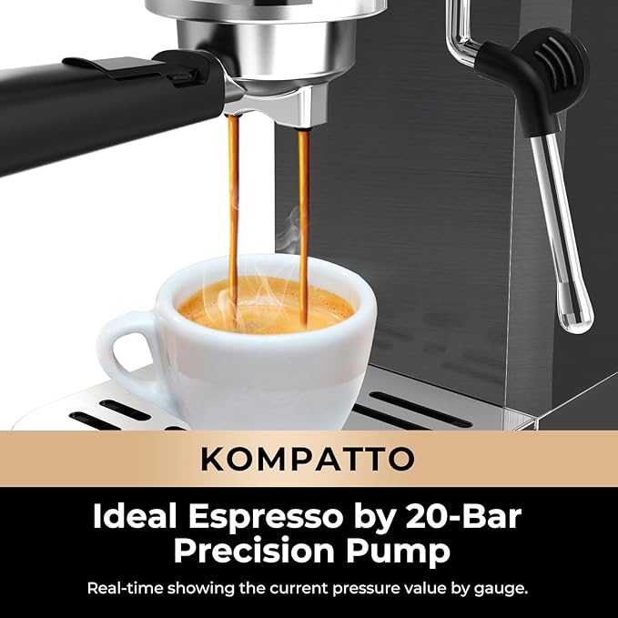 CHULUX Slim Espresso Machine with Milk Frother Steam Wand, 20 Bar Professional Italian Pump Espresso Coffee Machine for Home Cappuccino & Latte Maker, Black