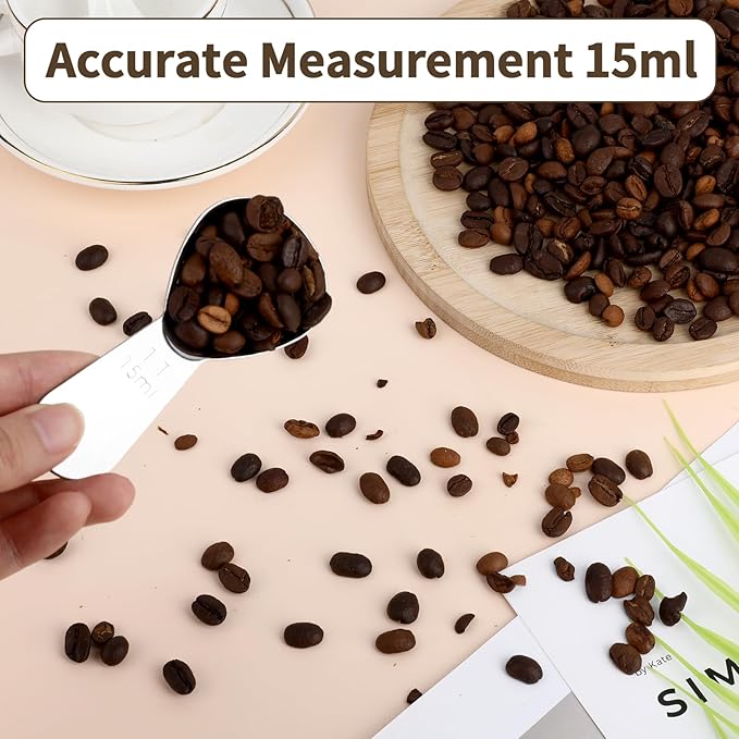 3PCS Tablespoon Measuring Spoon Stainless Steel, Metal Coffee Measuring Spoon Coffee Bean Scoop Short Handle Tablespoon Scoop for Powder Milk Tea Sugar Juice Olive Oil Kitchen Gifts, 15 ml Silver
