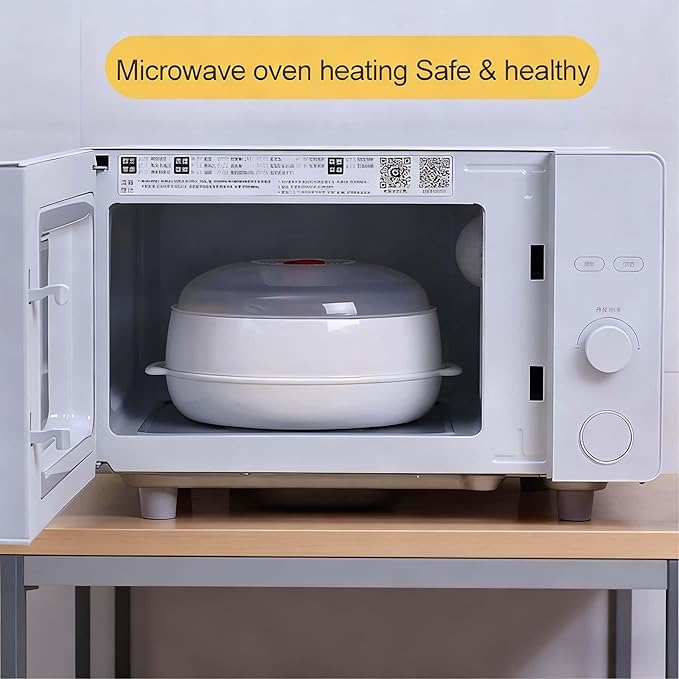 Microwave Vegetable Steamer, Microwave Steamer for Vegetables,Microwavable Cookware with Lid and Tray for Cooking Food and Vegetables (three layers)