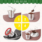 6 Pack Reusable K Cups for Keurig 2.0 & 1.0, Stainless Steel Reusable Coffee Pods for Keurig, Keurig Reusable Pods, Refillable Coffee Filter with Scoop & 6 Extra Seals, Eco-Friendly, BPA-Free