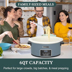 HOMECOOKIN 6-Quart Programmable Slow Cooker with Timer - Small Kitchen Appliance for Family Dinners - Serves 6+ People - Heat Settings: Keep Warm(Blue)