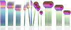 JASHII Silverware Set, 36 Piece Food Grade Stainless Steel Flatware Set Fork Spoon Knife Utensils for Daily Use and Party, Service for 6 Anti Rust, Safe in Dishwasher (Matte Rainbow)