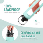 Kodrine Water Bottle with Straw, 24 oz Glass water Bottle with 2 Lids Bamboo Straw Lid and Spout Lid with Handle, 32 oz Clear Water Bottle Glass for Sports Travel, Waterbottle with Time Marker