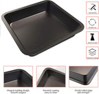 CHEFMADE Square Cake Pan, 8-Inch Bakeware Non-Stick Carbon Steel Pan Deep Dish Oven Baking Mold Baking Tray Ovenware for Cakes, Bread, Pizza, Cookies