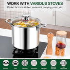 P&P CHEF 10 Quart Tri-Ply Stainless Steel Stockpot, Stock Pot with Visible Lid for Soup Pasta Vegetable, Induction Cooking Pot for All Stoves, Sturdy & Double Handle, Dishwasher Safe