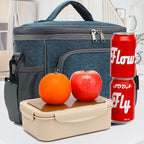 FlowFly Insulated Reusable Lunch Bag Adult Large Lunch Box for Women and Men with Adjustable Shoulder Strap,Front Zipper Pocket and Dual Large Mesh Side Pockets,Royal