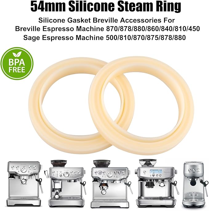 2Pcs 54mm Silicone Steam Ring,Replacement Gasket Accessories for Breville Espresso Machine 878/870/860/880/810/840/450/500 Sage 880/878/875/870/810/500,Grouphead Gasket Replacement Part No BPA