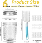 6 oz Glass Mason Jars, 30 Pack Regular Mouth Glass Canning Jars with Silver Aluminum Lids and Bands, Airtight Jam Jars for Food Storage, Pickling, Fermenting, Honey, Jelly, DIY Candles Decor