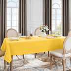 Softalker Rectangle Tablecloth, Waterproof & Stain Resistant Table Cloths Wrinkle Free 210GSM Fabric Washable Polyester Table Cover for Spring/Party/Outdoor - 90 x 132 inch,Yellow