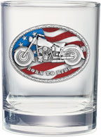 Heritage Pewter Motorcycle Double Old Fashion | Double Rocks Glass 14 OZ for Liquor | Expertly Crafted Pewter Glass