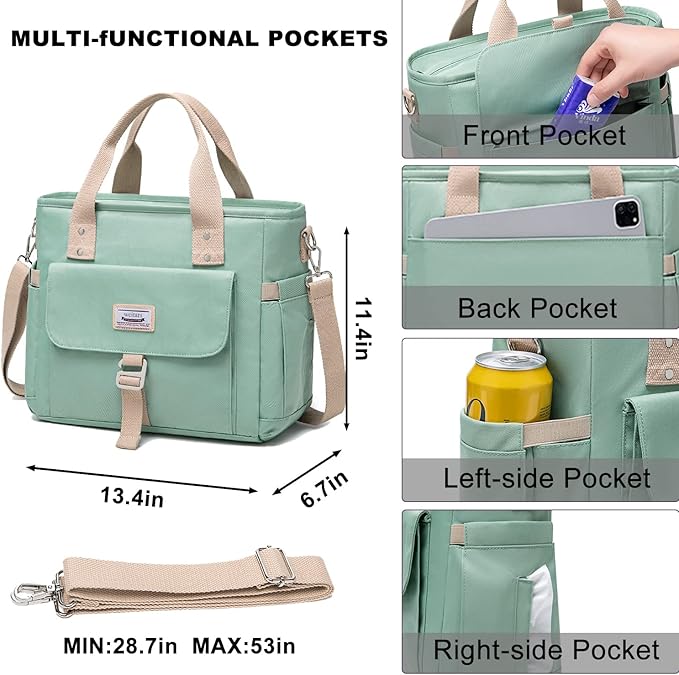 Weitars Insulated Lunch Bag for Men Women,Leak Proof Lunch Box for Work,Large Lunch Tote Bag With Removable Shoulder Strap with Side Pockets,Reusable Lunch Cooler Bag For Picnic Hiking