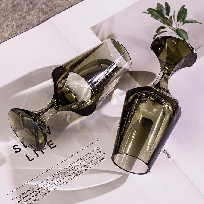 KAMMAK Crystal Snifter Glass Set of 2 - Hand Blown Stemmed Whiskey Glass for Bourbon-2.37oz, Brandy & Cognac with Delicate Rim, Colored Elegant Etched Detailing, Luxury Barware for Tasting & Gift