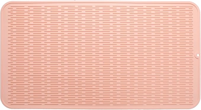 Silicone Dish Drying Mat for Multiple Usage,Easy clean,Eco-friendly,Heat-resistant Silicone Mat for Kitchen Counter or Sink,Refrigerator or Drawer Liner Pink 4XL 32 inches x 18 inches
