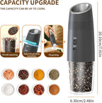 CIRCLE JOY Gravity Electric Salt and Pepper Grinder Set Rechargeable Automatic Pepper and Salt Shakers with LED Light, External Adjustable Coarseness, One-Hand Operation for Salt & Spices