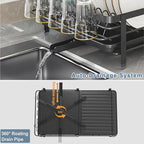 Large Dish Drying Rack with Drainboard,Expandable Dish Rack for Kitchen Counter, Utensil Holder & Cup Hooks,Rustproof Stainless Steel Drying Dish Rack 23.6’’L x 12.6’’W,Black