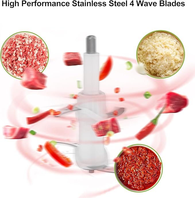 220V Food Processor & 2L Meat Grinder Chopper for for Meat, Vegetables, Fruits and Nuts,4 Bi-Level Blades, Stainless Steel (EU Plug pro)