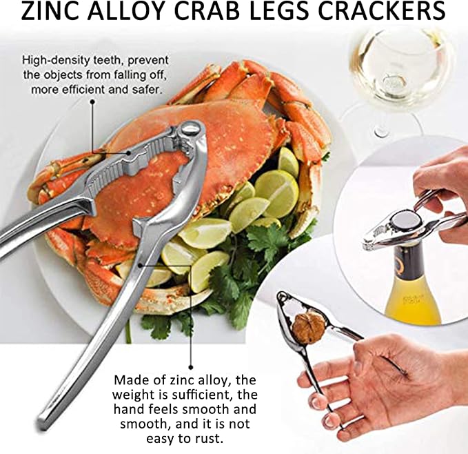 10PC Crab Lobster Crackers Tools, Butter Warmers for Seafood Tools Set Includes 2 Crab Crackers, 2 Lobster Shellers, 2 Crab Leg Forks, 1 Seafood Scissors, 2 Butter Warmers and 1 Storage Bag