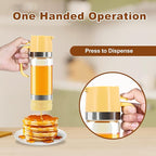 Glass Honey Dispenser No-Drip with Handle – 12 oz Maple Syrup Jar Dispenser for Coffee, Pancakes & Waffles – Elegant Glass Syrup Container for Easy Pouring – Honey Jar for Kitchen & Breakfast Table