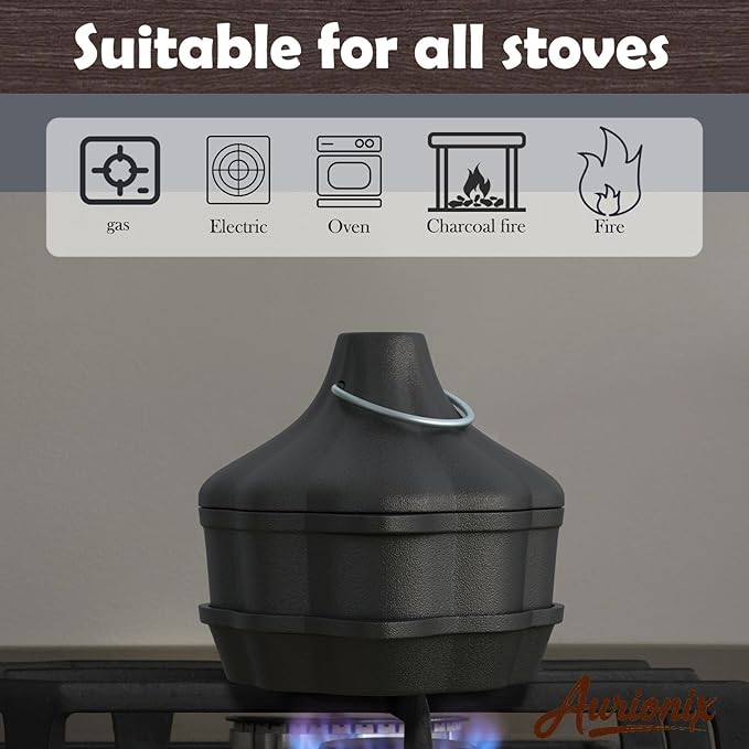 Wood Stove Humidifier + Garlic Roaster Steamer Set, Cast Iron Cookware for Fireplace, Camping, Kitchen - Pre-Seasoned, Heat-Resistant, Eco-Friendly