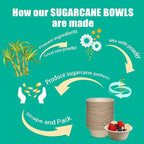 200 Count 8 oz Paper Bowls, Disposable Compostable Bowls, Heavy Duty Biodegradable Sugarcane Bagasse Bowl for Snacks, Fruits, Desserts, Natural