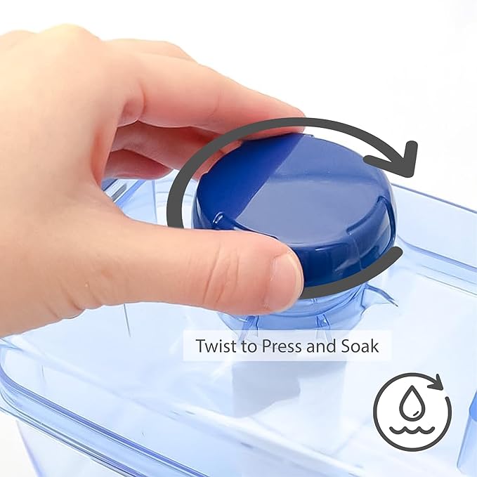 Instant Pickle Maker Vegetable Press Tsukemono Container Rectangle Made in Japan BPA Free (Blue 1.6L)