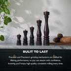 Cole & Mason London Refillable Spice Mill - Kitchen & Home Accessory - Table Black Pepper Grinder - Pepper Mill with Carbon Steel Mechanism - 5", Chocolate Wood