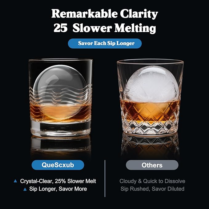 Clear Ice Cube Maker, 2.4" Stainless Steel & Non-BPA Silicone Ice Ball Maker Mold for Cocktails, Drinks & Bourbon, Whiskey Gifts for Men Woman
