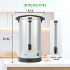 NutriChef Water Boiler and Hot Water Dispenser, 19L Electric Beverage Dispenser with Safety Lock Lid, Non-Drip Tap, Warm Function, Food Grade Stainless Steel, Home & Commercial Use, 19"x9"x9", Silver
