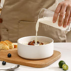 GZG Ceramic Cereal Bowls Set of 4,6 Inch Stoneware Soup Bowls,Dishwasher and Microwave Safe,Stackable,Scratch Resistant for Oatmeal,Fruit,Salads and Rice(Ivory White)