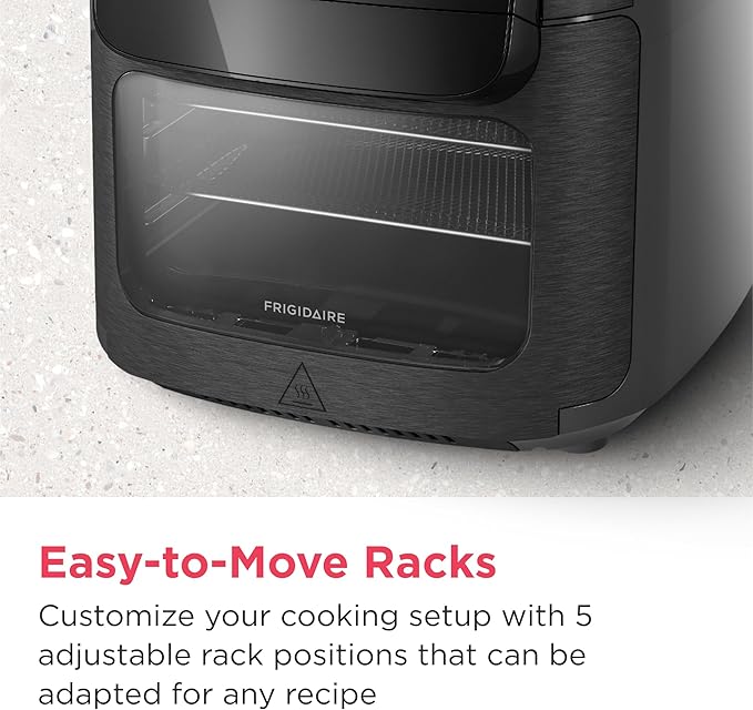 Frigidaire 5-in-1 Air Fryer Combo Oven with Viewing Window, Large 12.6 QT Capacity, Digital Display, 5 Cooking Modes, 7 Recipe Presets, Automatic Shake Reminder, PFAS-Free Cooking Surfaces, Black