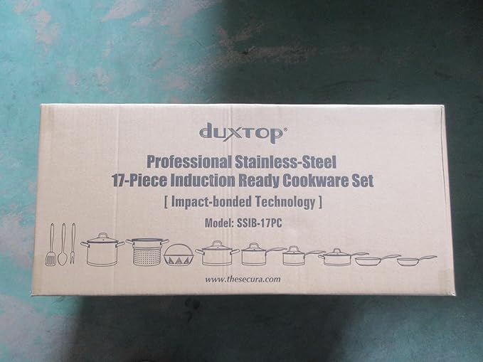 Duxtop Professional Stainless Steel Pots and Pans Set, 17PC Induction Cookware Set, Impact-bonded Technology