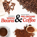 Gourmia 10-Cup Grind & Brew Coffee Maker – Built-in Adjustable Grinder, Programmable Digital Timer, 3 Brew Strengths, 4-Hour Keep-Warm, Auto Shut-Off, Pause & Serve, Glass Carafe, Stainless Steel