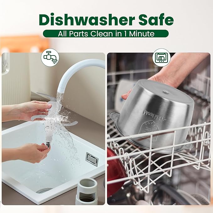 Electric food processor vegetable chopper 500W 2x8cup bowls 2 bi-layer 4 blades Small Food chopper Electric Meat grinder for home use,Mincing, and Puree for kitchen aid, baby foot, pet food