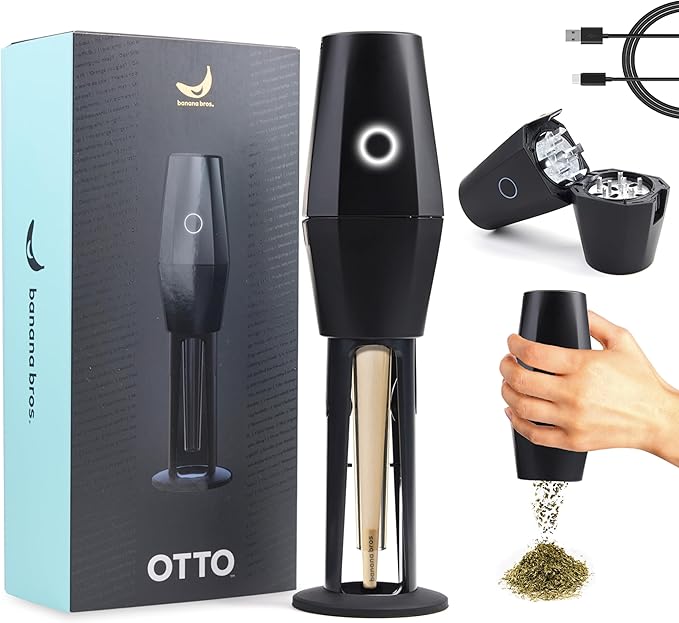 Banana Bros - OTTO Electric Smart Spice Grinder - Automatic Herb Grinder with Smart Technology - Rechargeable via USB - Portable Milling for Dry Herbs and Spices - Black - No Carrying Case